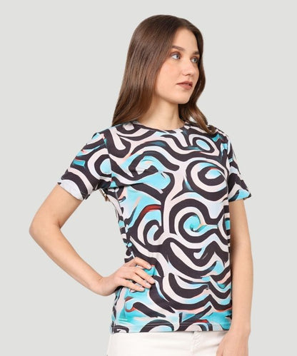 Women's Multicolor Graphic Print Half Sleeves Regular Fit T-Shirt